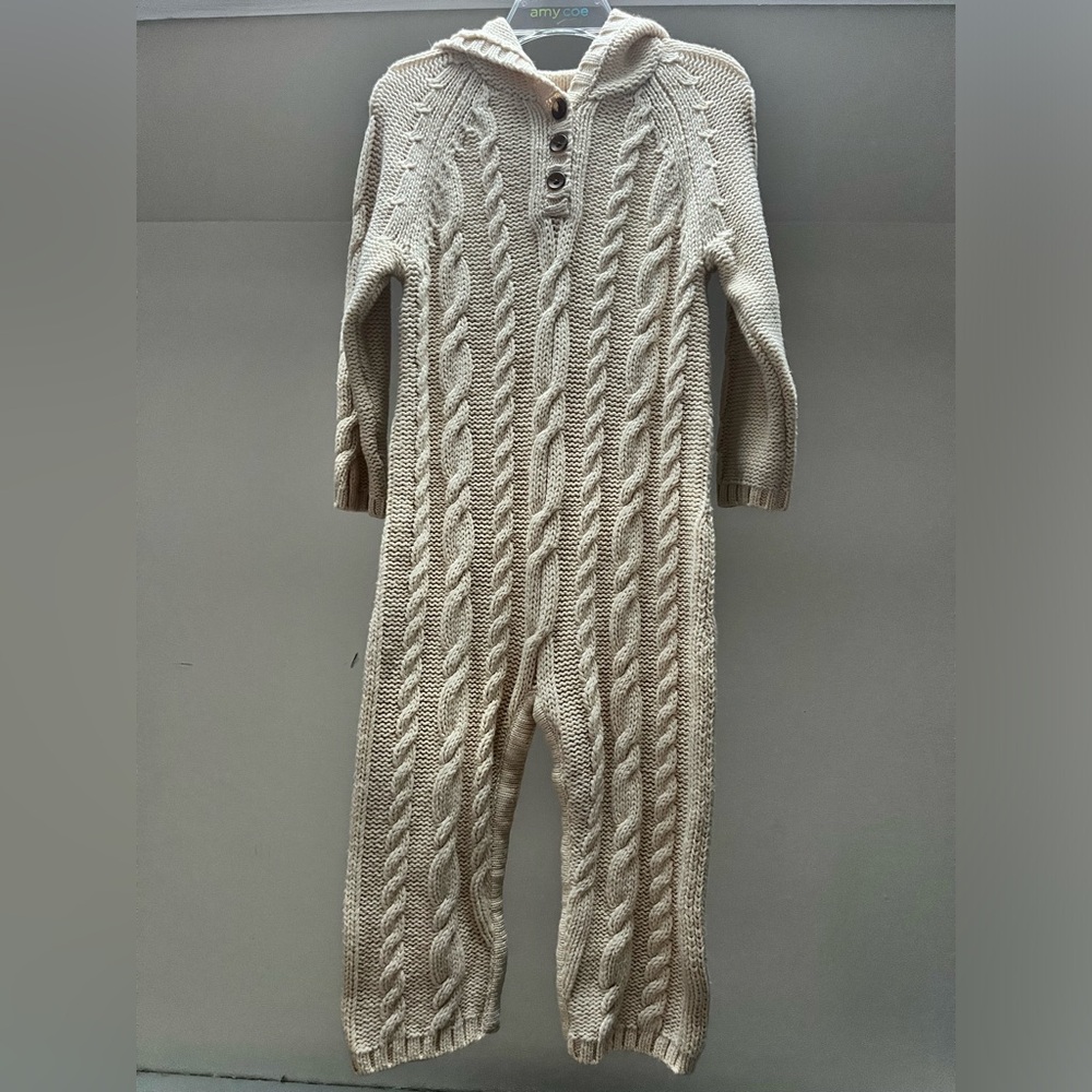 NWT Hanna Andersson Merino Wool/Cotton Sweater Onesie, Cable Knit